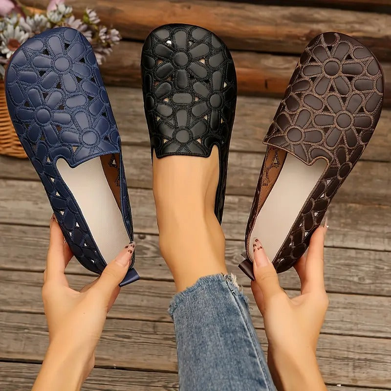 Veronica | Floral Cutout Slip On Flat Shoes