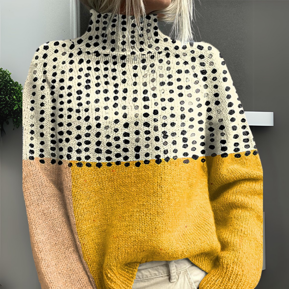 Rasha | Mock Neck Printed Knit Sweater