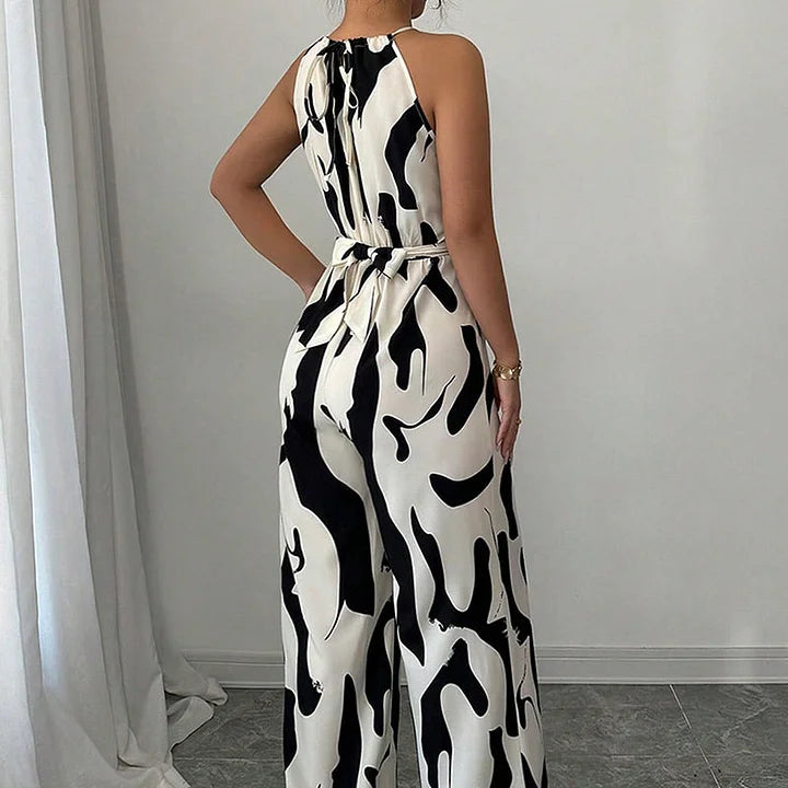 Jorinda | Wide Leg Backless Printed Jumpsuit