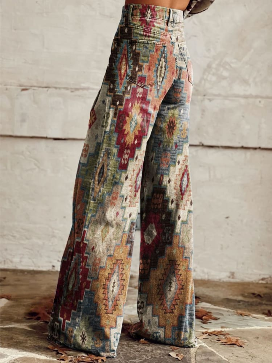 Aldina | Wide-Leg Geometric Print High-Waist Pants