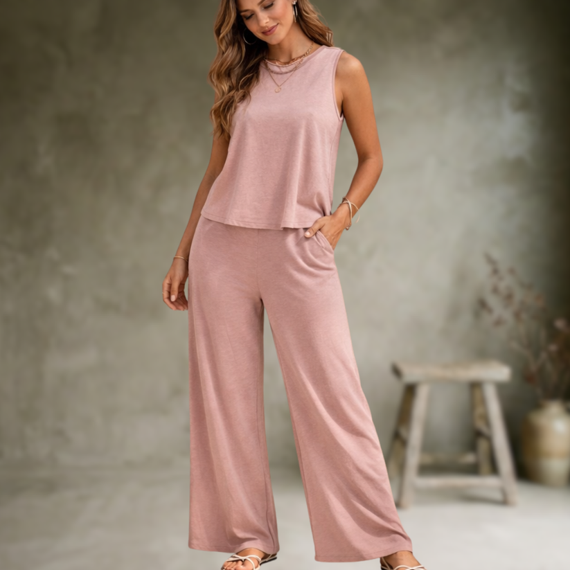 Alizeh | Sleeveless Wide Leg Lounge Set
