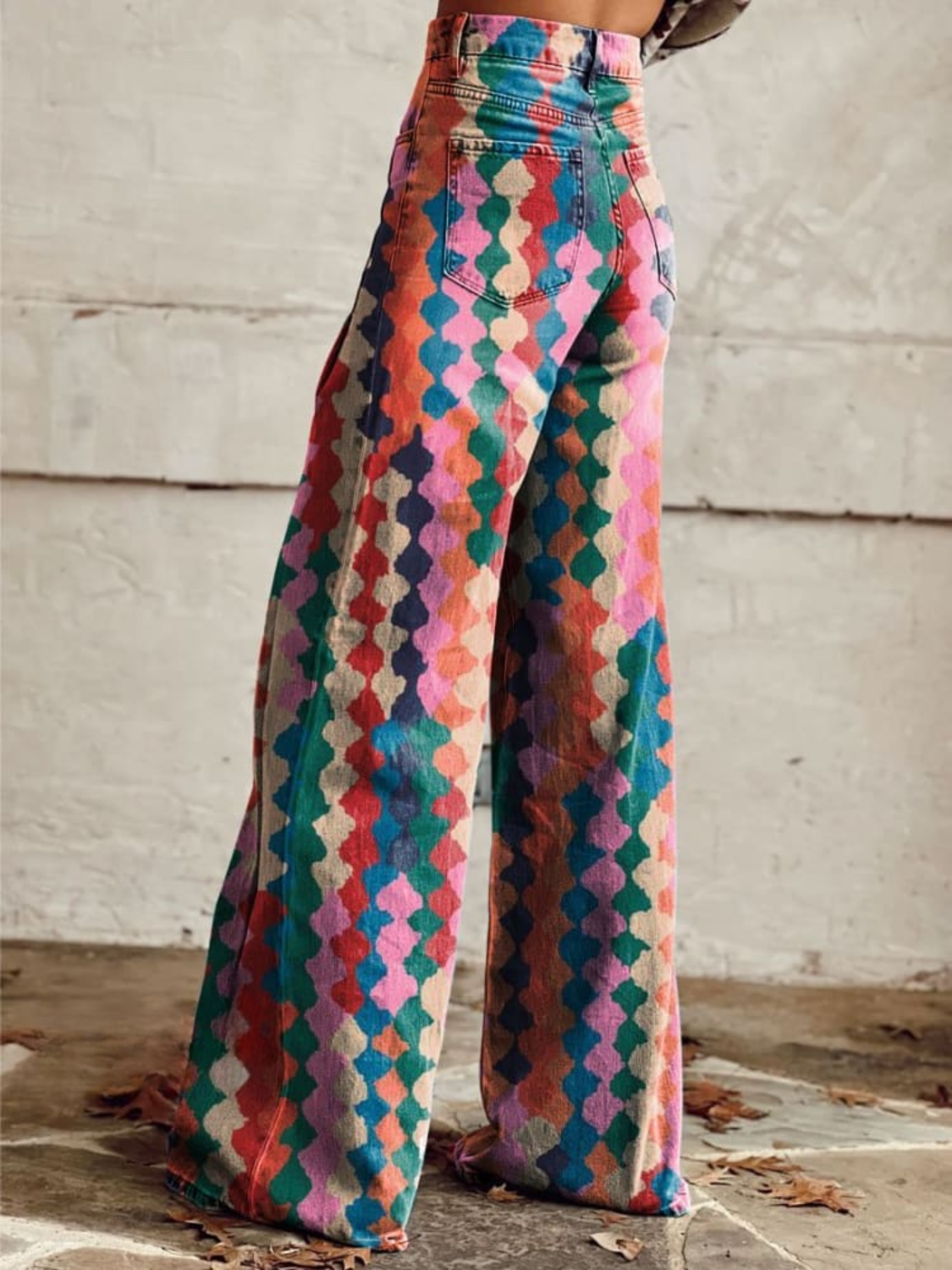 NADINA | Wide Leg Geometric Print High-Rise Jeans