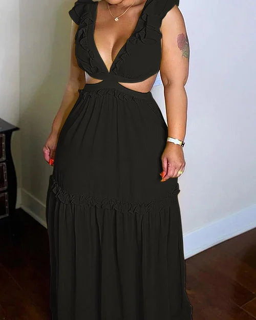 Versailles | Ruffle Sleeve Cutout Maxi Dress