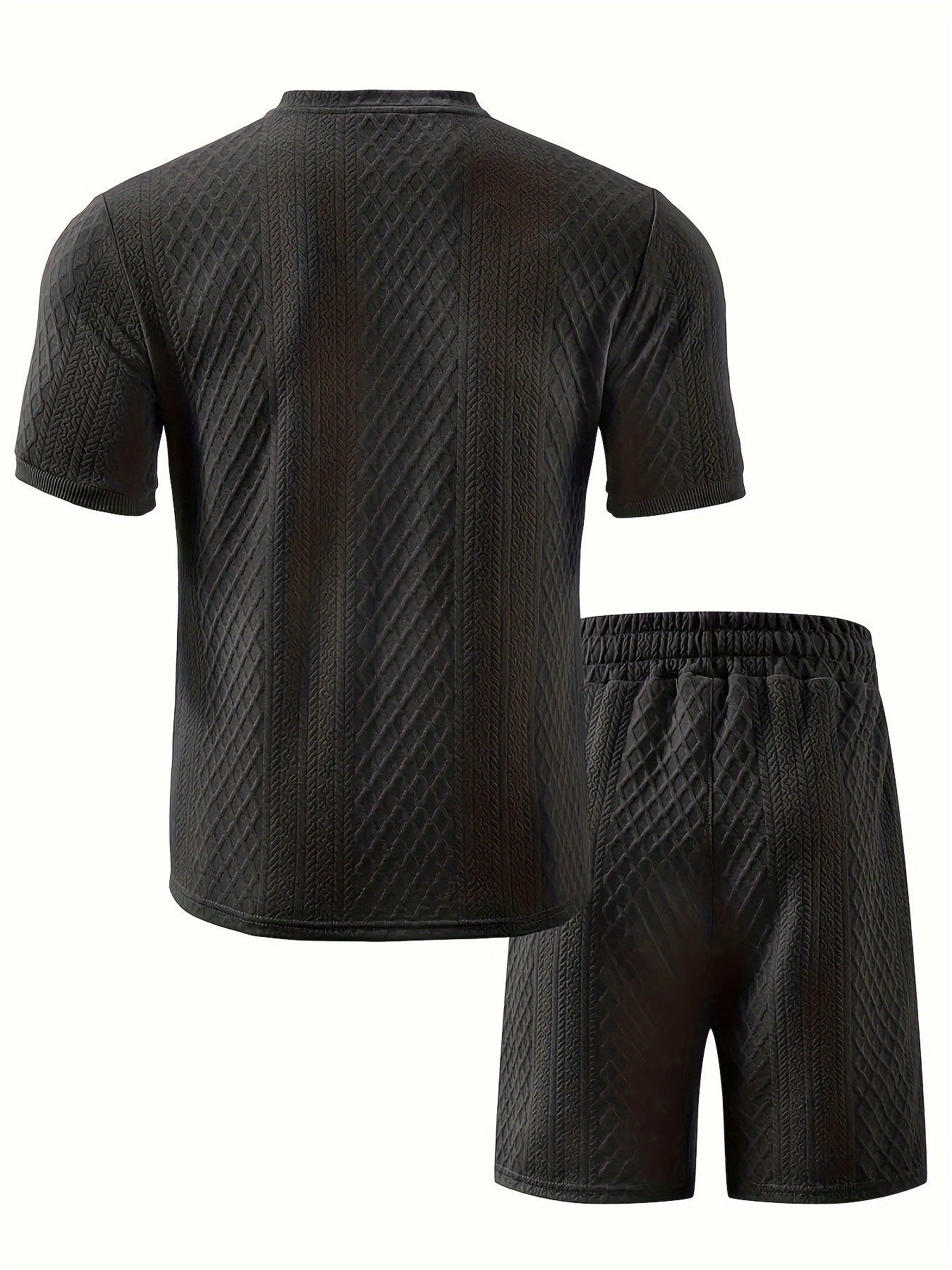 Reginald | Textured Henley Shirt and Shorts Set