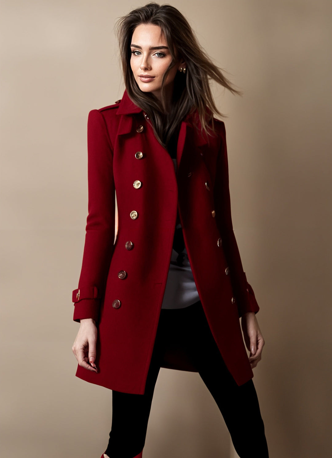 Lya | Long Structured Coat with Button Detail