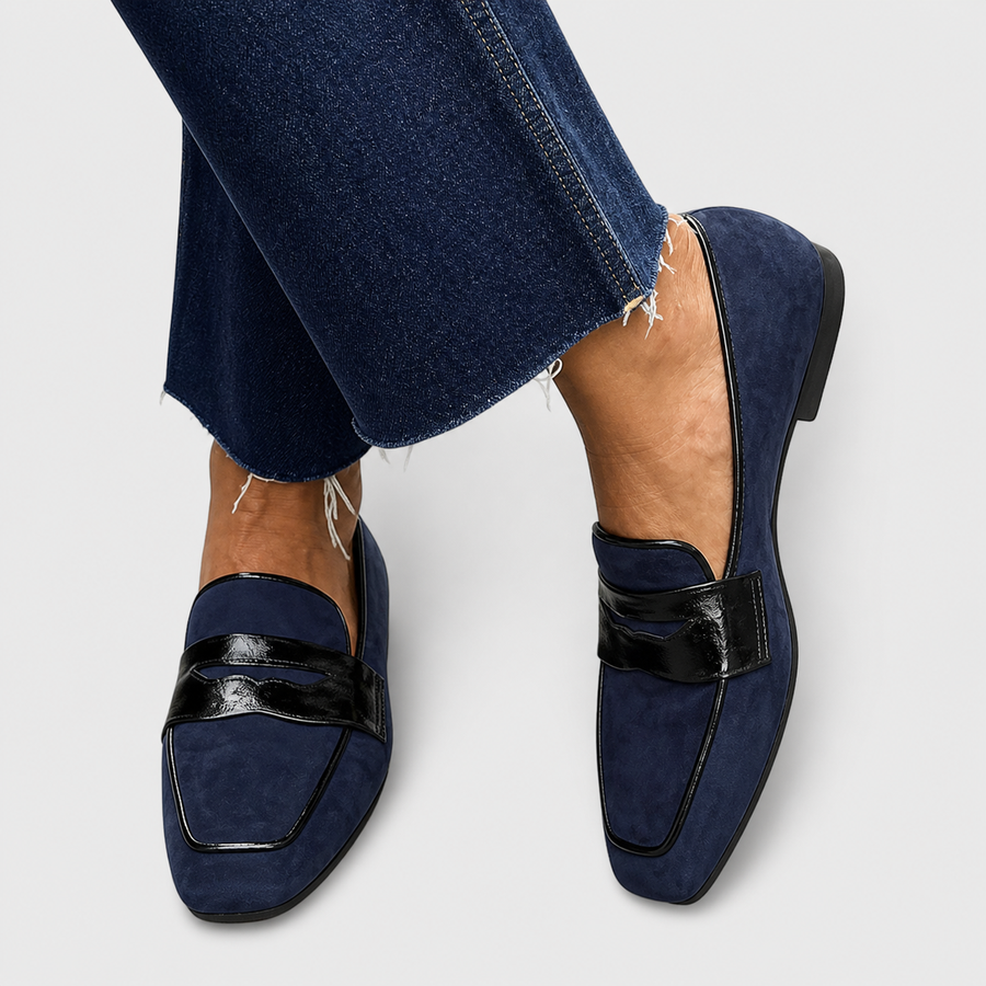 Jessie | Loafers With Navy Upper and Black Strap