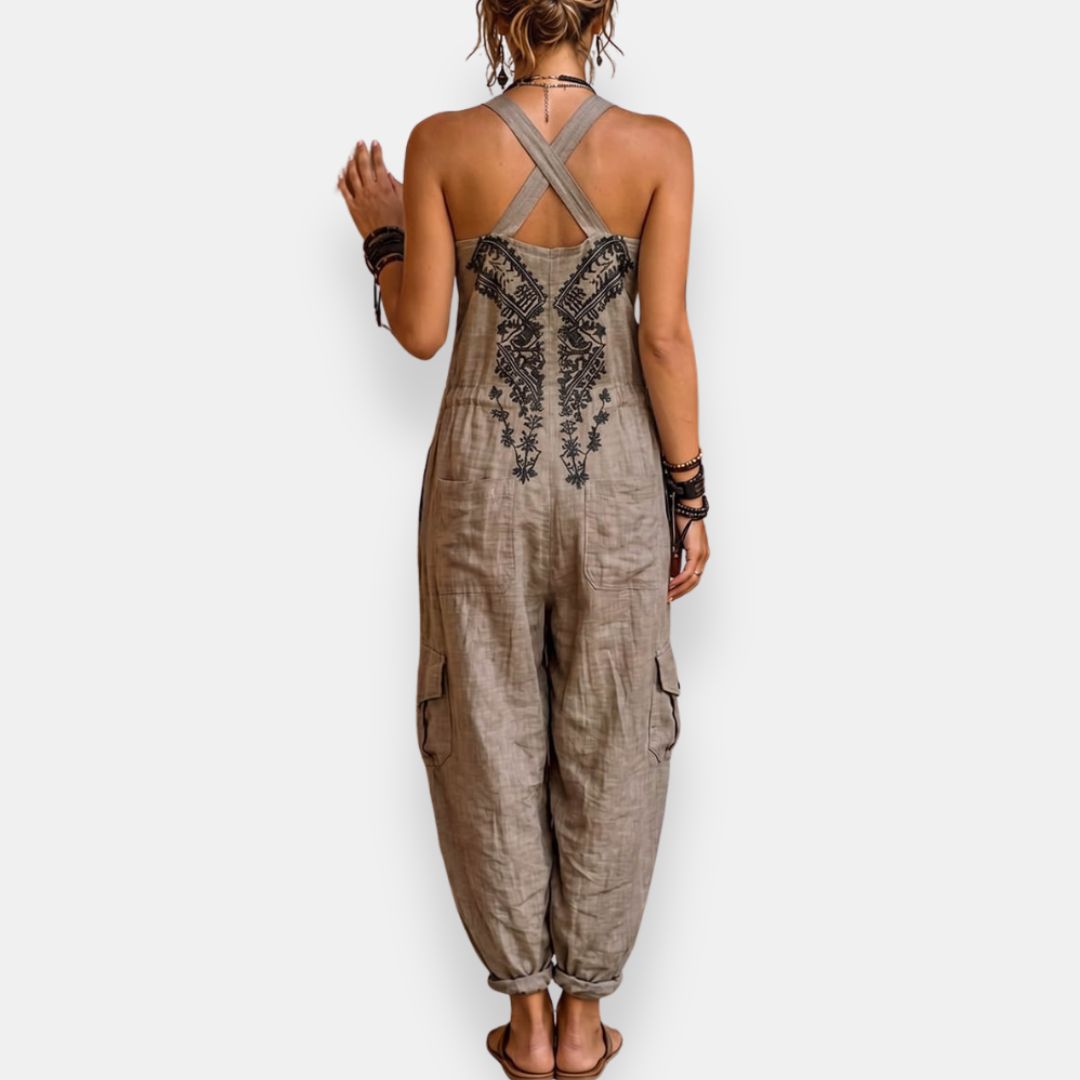 Lynzia | Jumpsuit With Embroidery And Utility Pockets