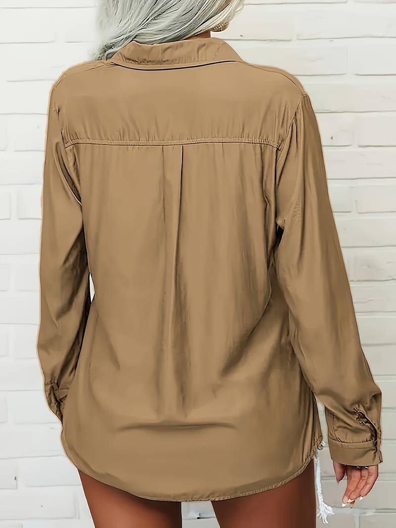 Amani | Long Sleeve Lapel Button Pocket Shirt