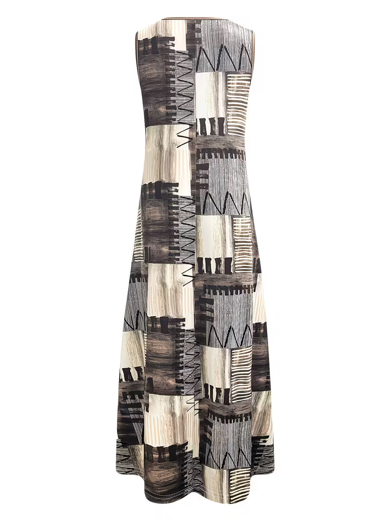 Brigitten | Sleeveless Abstract Print Maxi Dress
