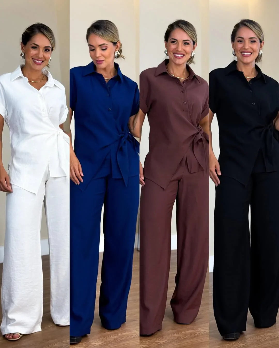 Lorie | Two Piece Tie Front Wide Leg Set