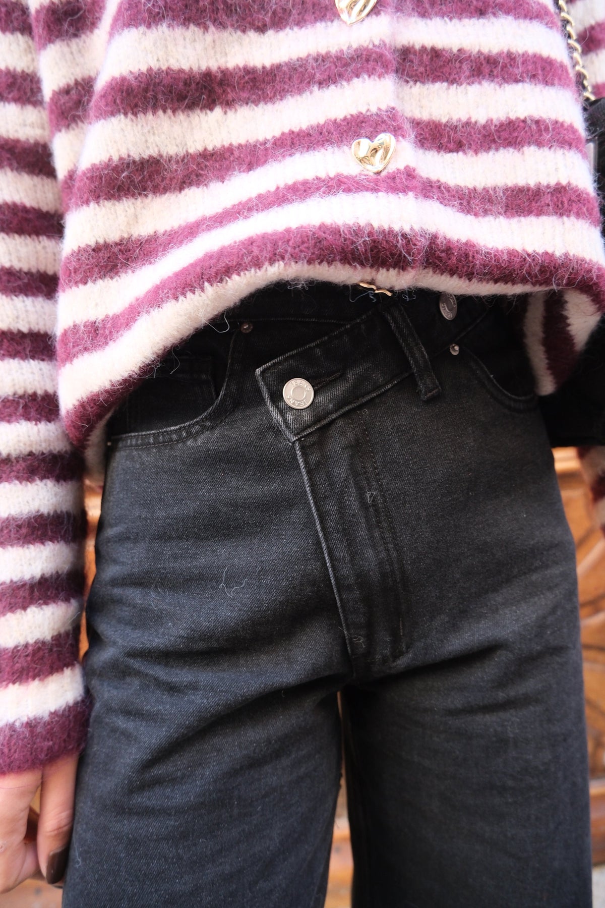 Resmiye | Striped Long Sleeve Button Front Cardigan