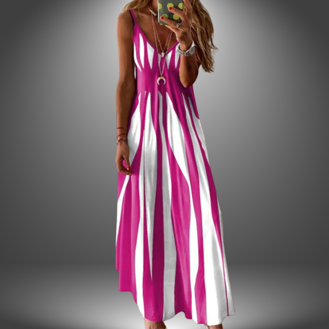 Angela | Maxi Dress Striped Spaghetti Sleeveless V-Neck