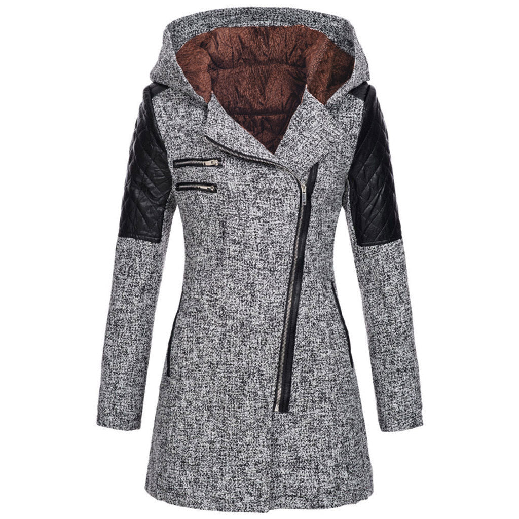 Eszter | Hooded Asymmetrical Zip Long Sleeve Coat
