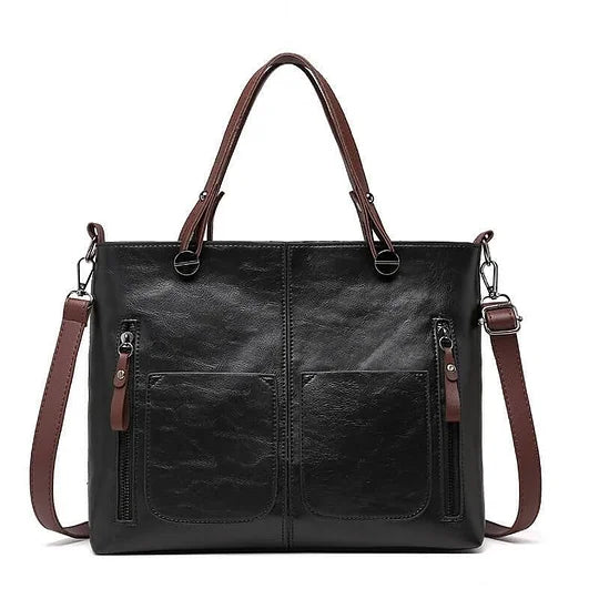 Britney | Leather Shoulder Bag With Front Pockets