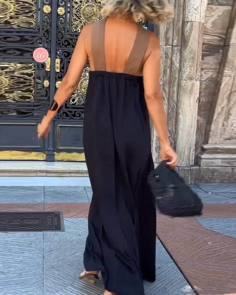 Giana | Sleeveless Cross Halter Maxi Dress