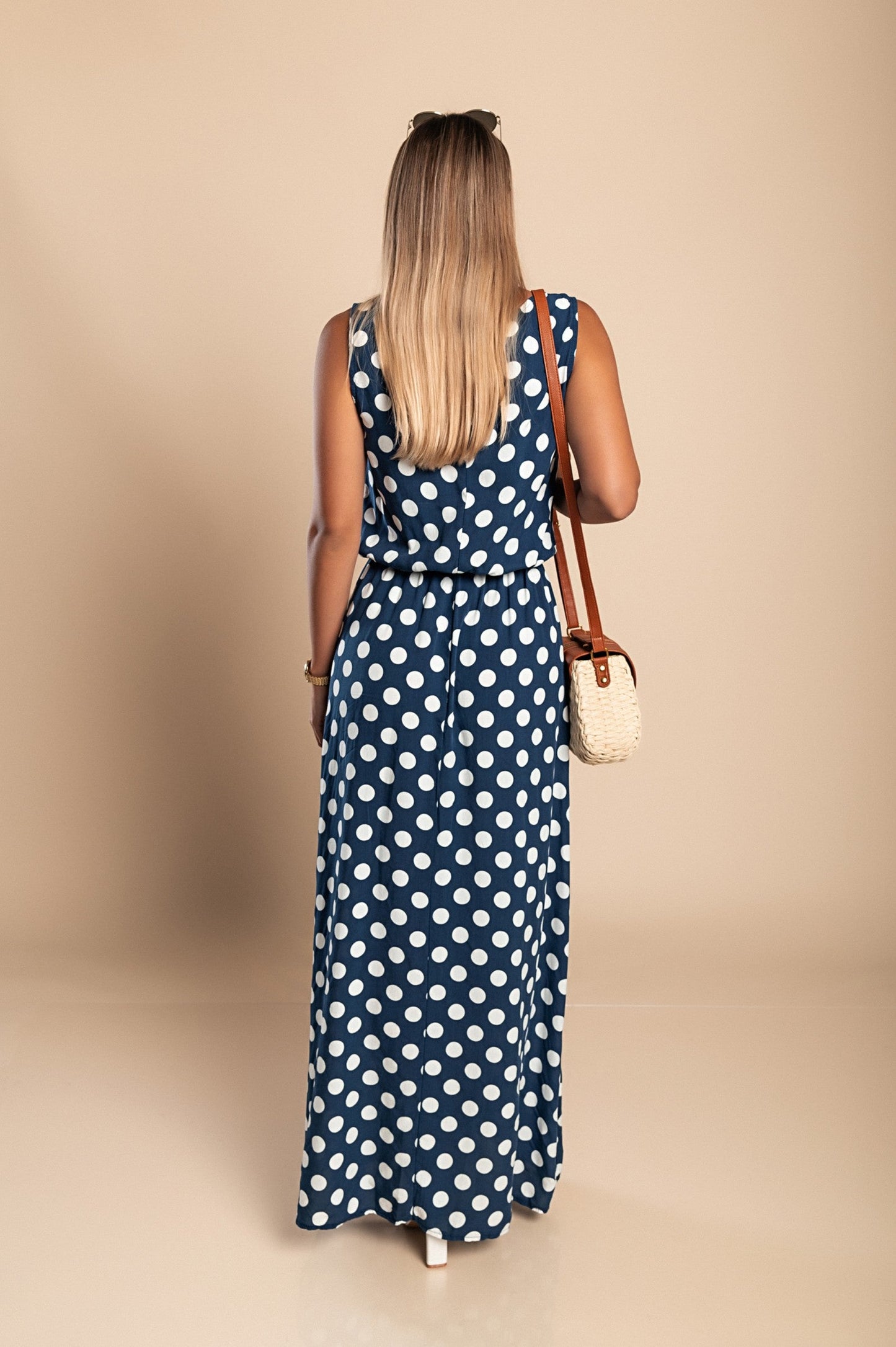 Lyna | Polka Dot Sleeveless Maxi Dress