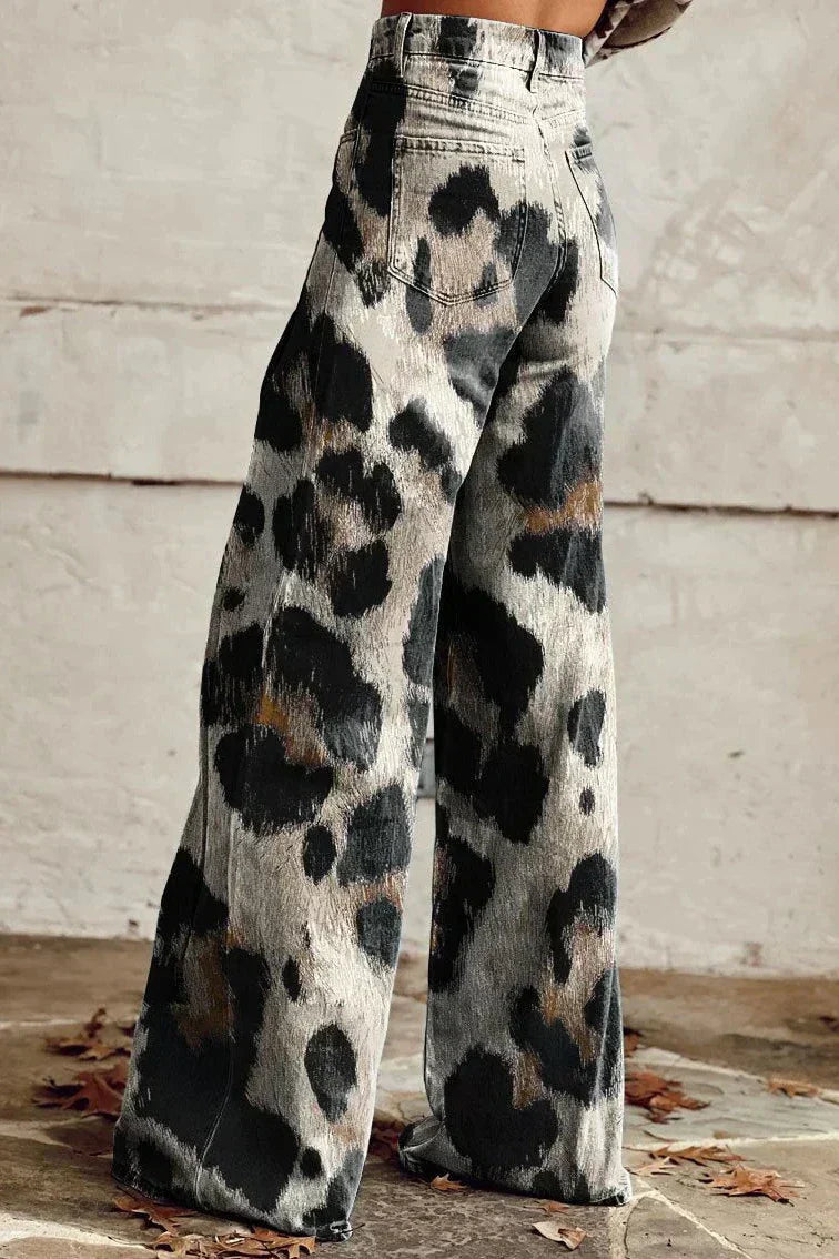 Mallory | Wide Leg Animal Print Jeans