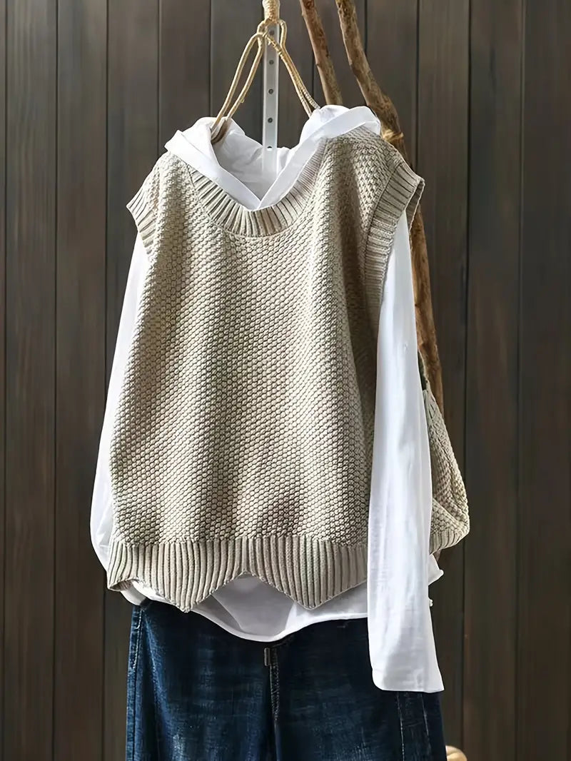 Ramona | Knitted Sleeveless Crew Neck Sweater Vest