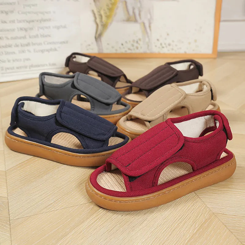 Karena | Open Toe Adjustable Hook Loop Sandals