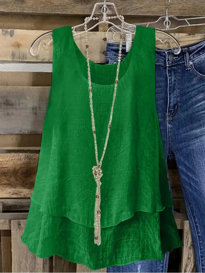 Cressida | Sleeveless Layered Swing Tank Top