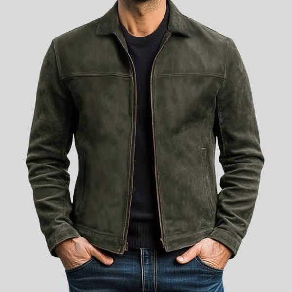Fynn | Leather Style Zip Front Collared Jacket