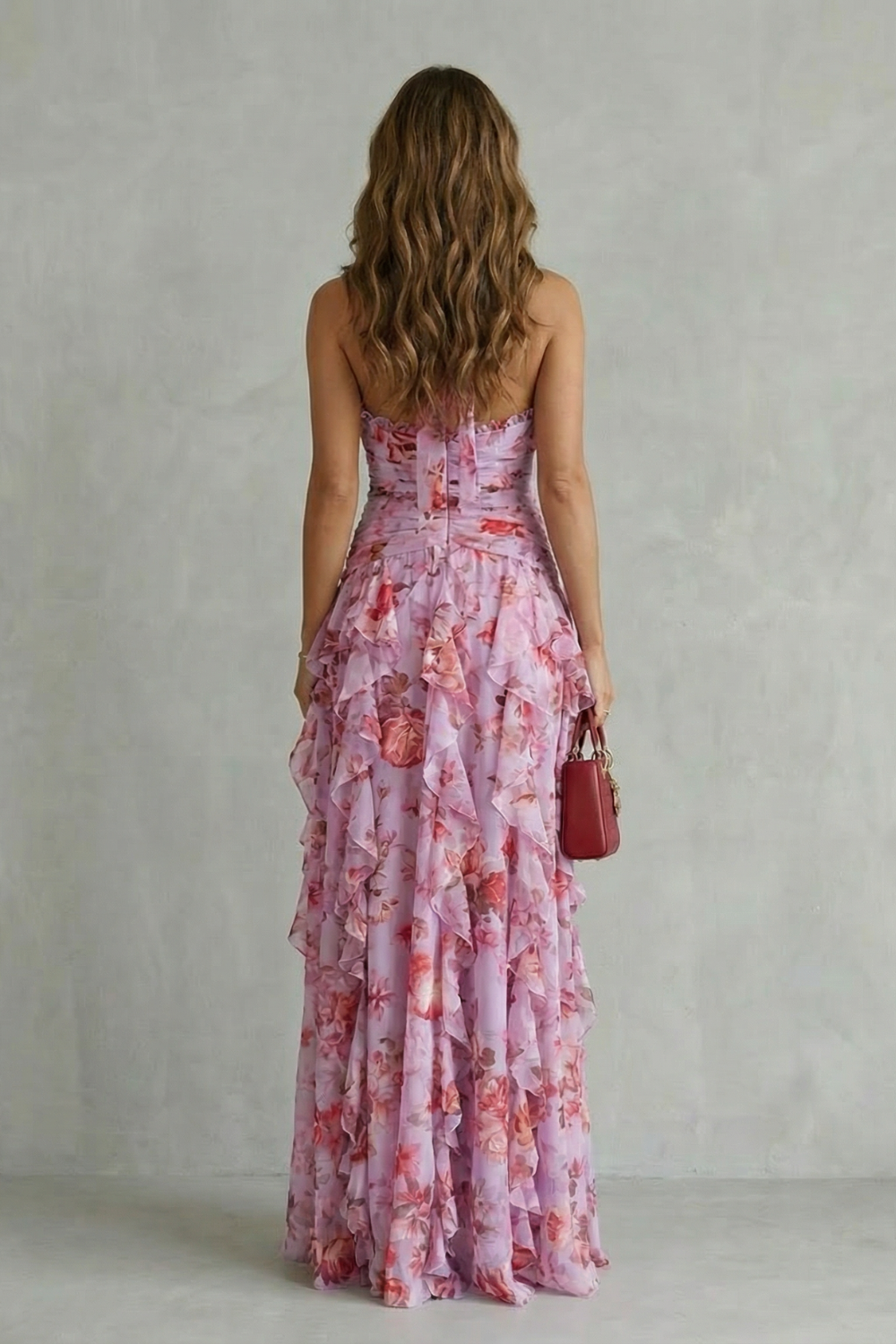 Eliora | Floral Halter Neck Ruffle Maxi Dress