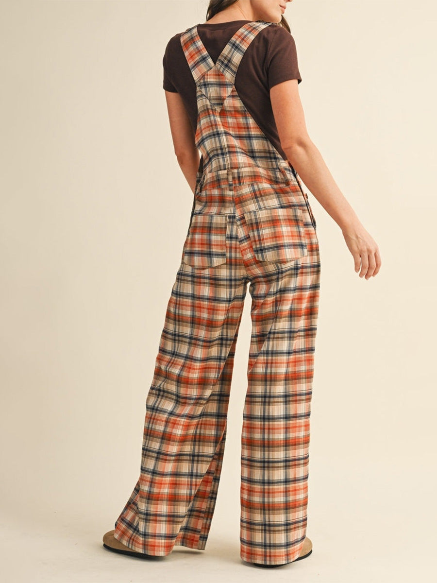 Molin | Plaid Wide Leg Overall Jumpsuit