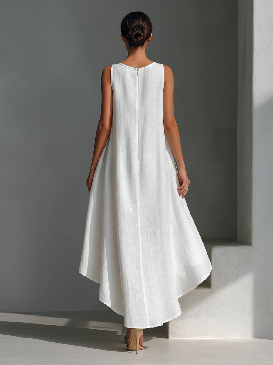 Alyna - Sleeveless Asymmetric Hem Midi Dress