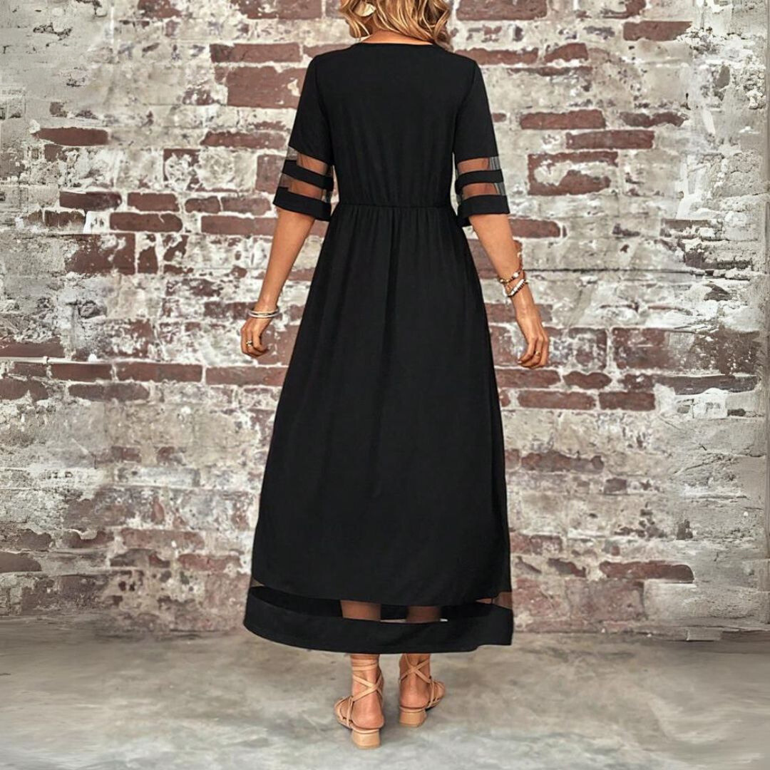 Silvy | Maxi Dress Sheer Sleeve Round Neck