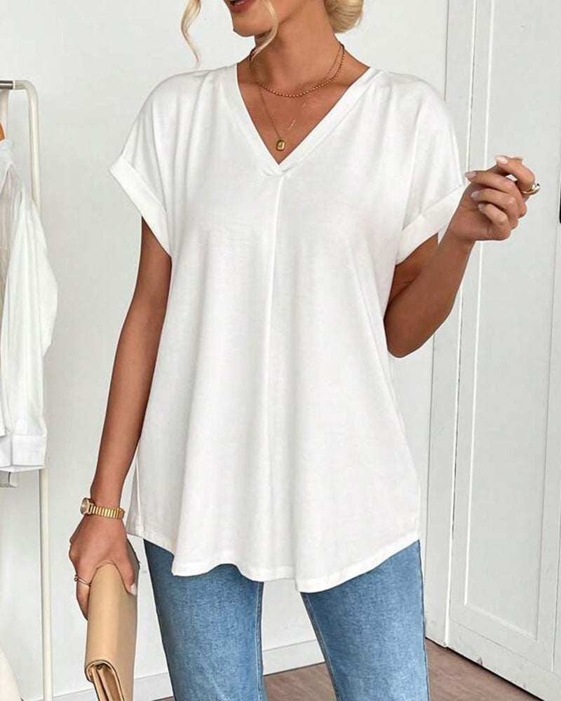 Liyanna - V Neck Pleated Back Tunic Top