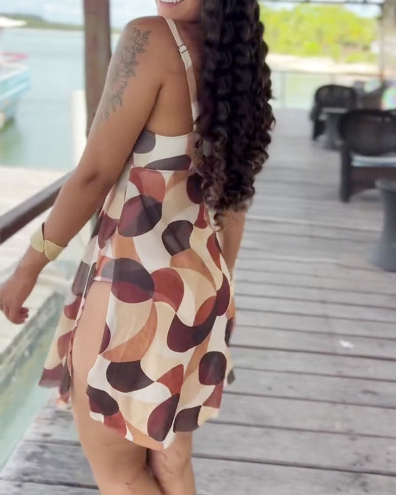 Rezeda | V-Neck Printed Swim Dress One-Piece