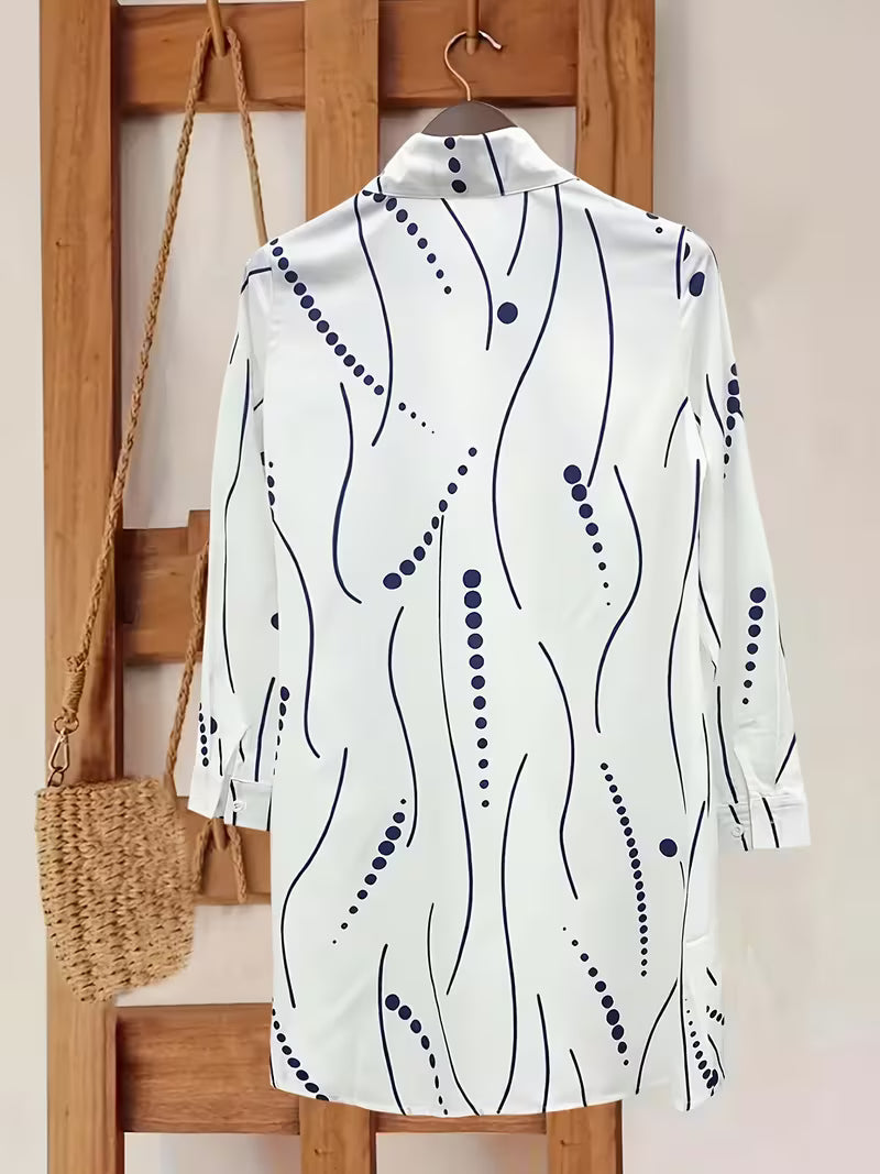 Belma - White Printed Button Shirt Dress