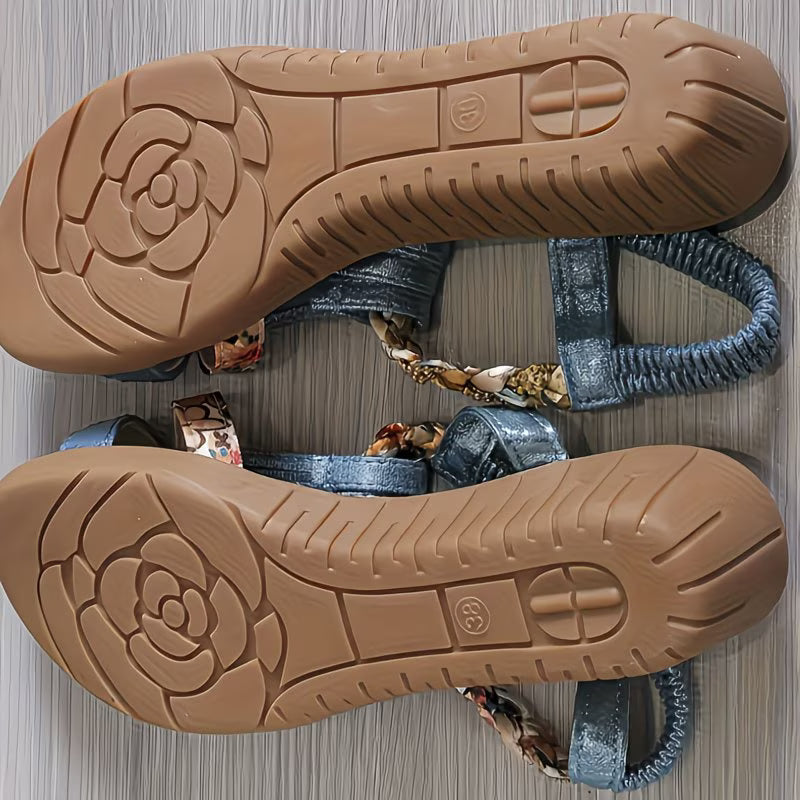 Noelia | Wedge Sandals with Printed T-Straps