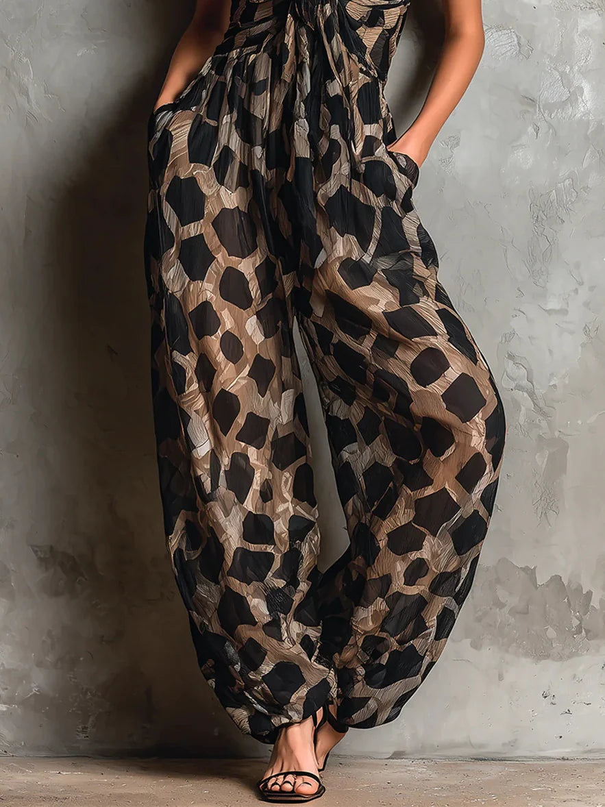 Apophia | Animal Print Halter Neck Jumpsuit
