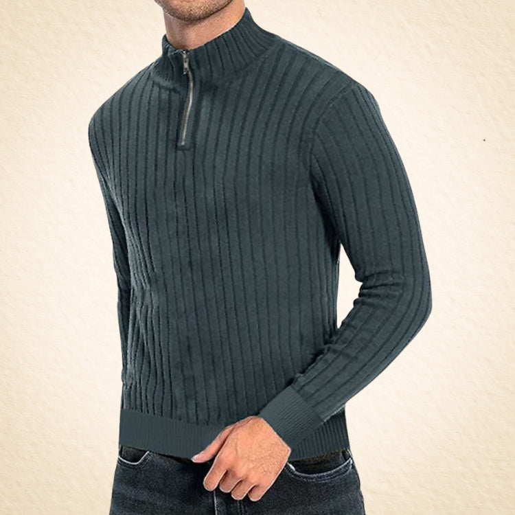 Zaccheo | Sweater Ribbed Knit Quarter Zip Turtleneck