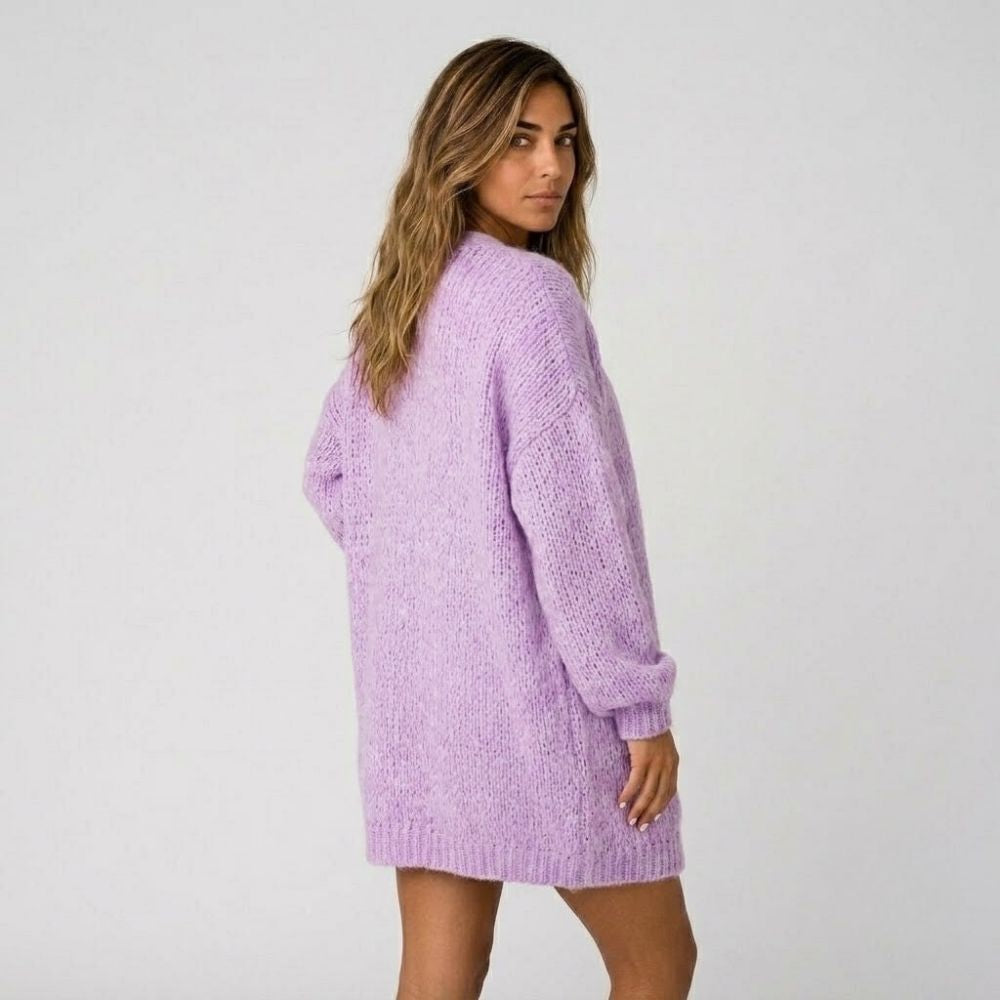 Christie | Cardigan With Open Front and Balloon Sleeves