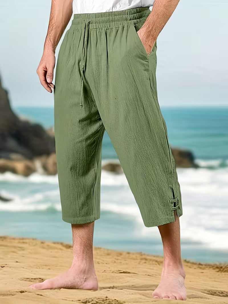 Eksteen | Cropped Drawstring Elastic Waist Casual Trousers