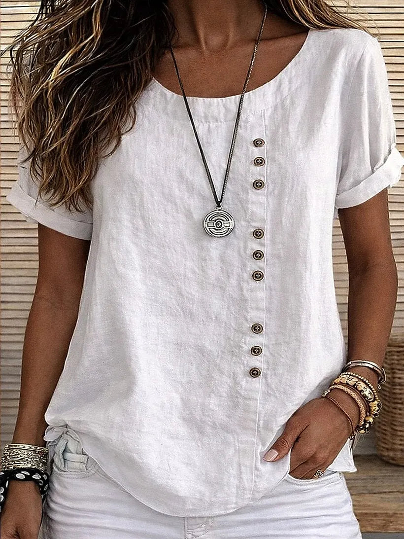 Mickale | Short Sleeve Button Detail Blouse
