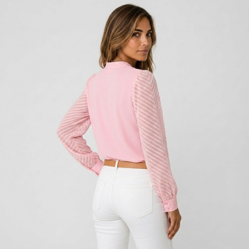 Nikki | Blouse With V Neck and Chevron Sleeves