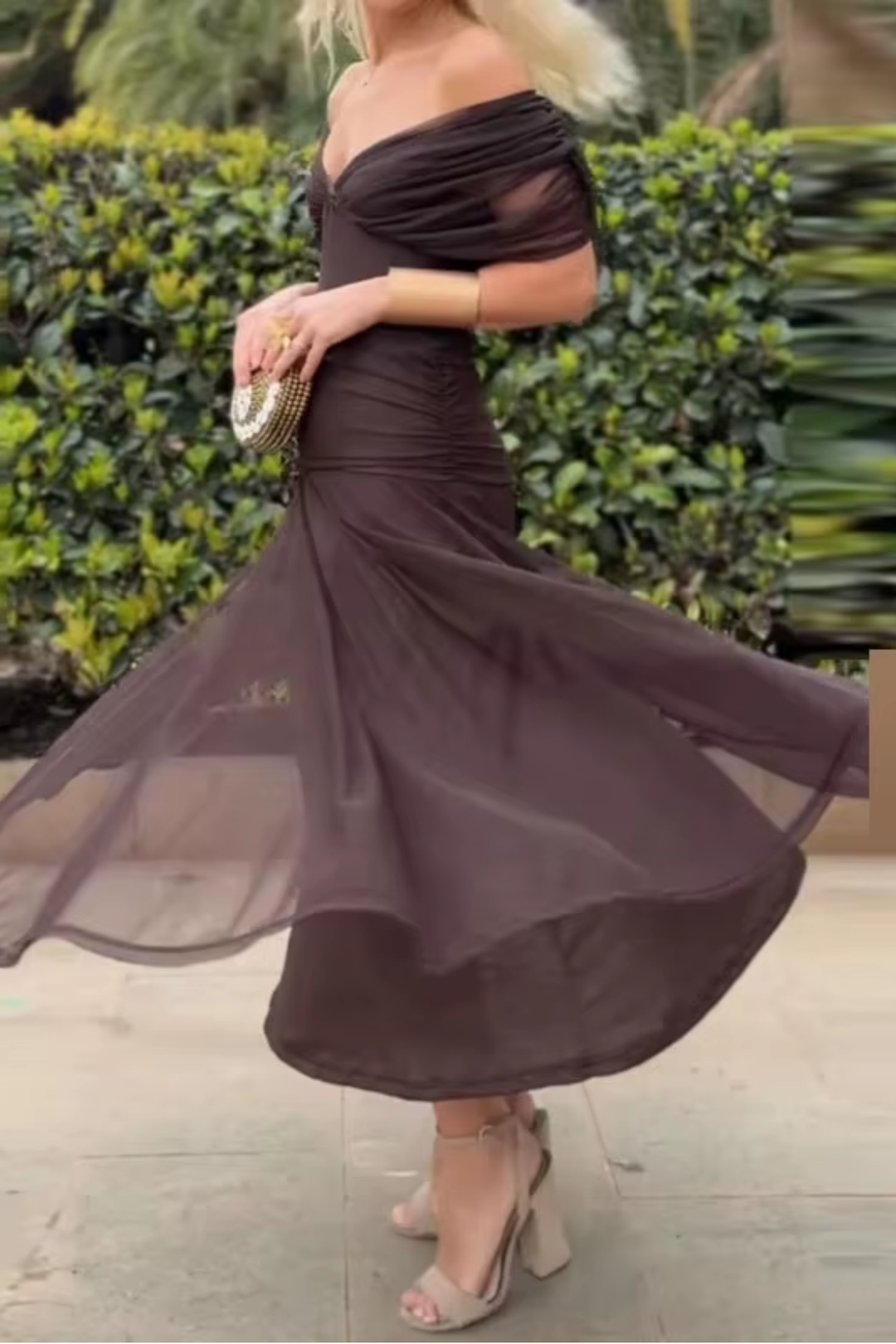 Nefeli | Maxi V Neck Printed Party Dress
