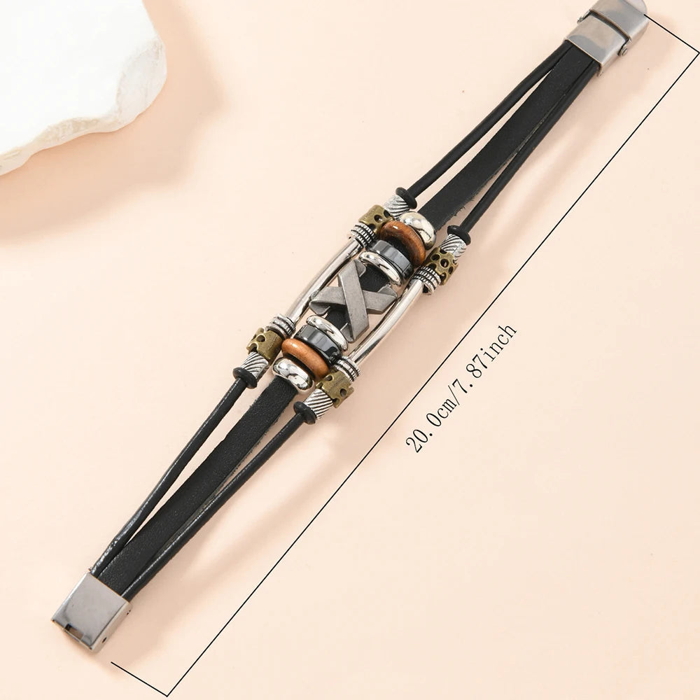 Garland | Bracelet Black Multi-Layer Cross Design