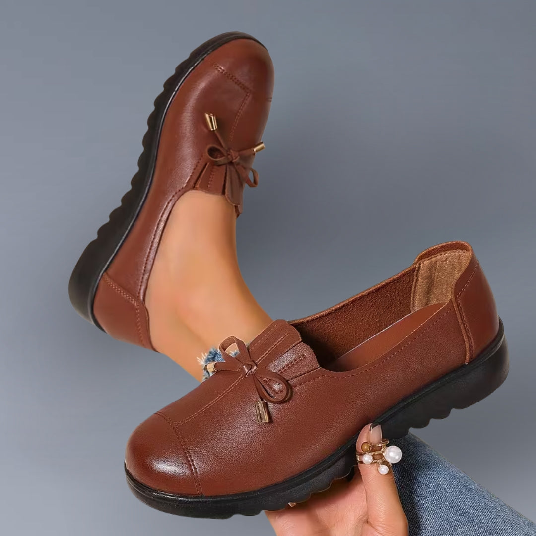 Rozema | Round Toe Bow Slip On Flats