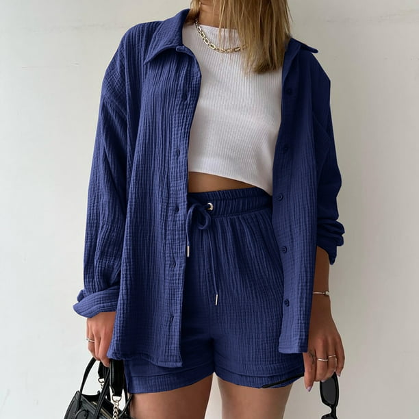 Katelyn | Crinkled Shirt And Shorts Set