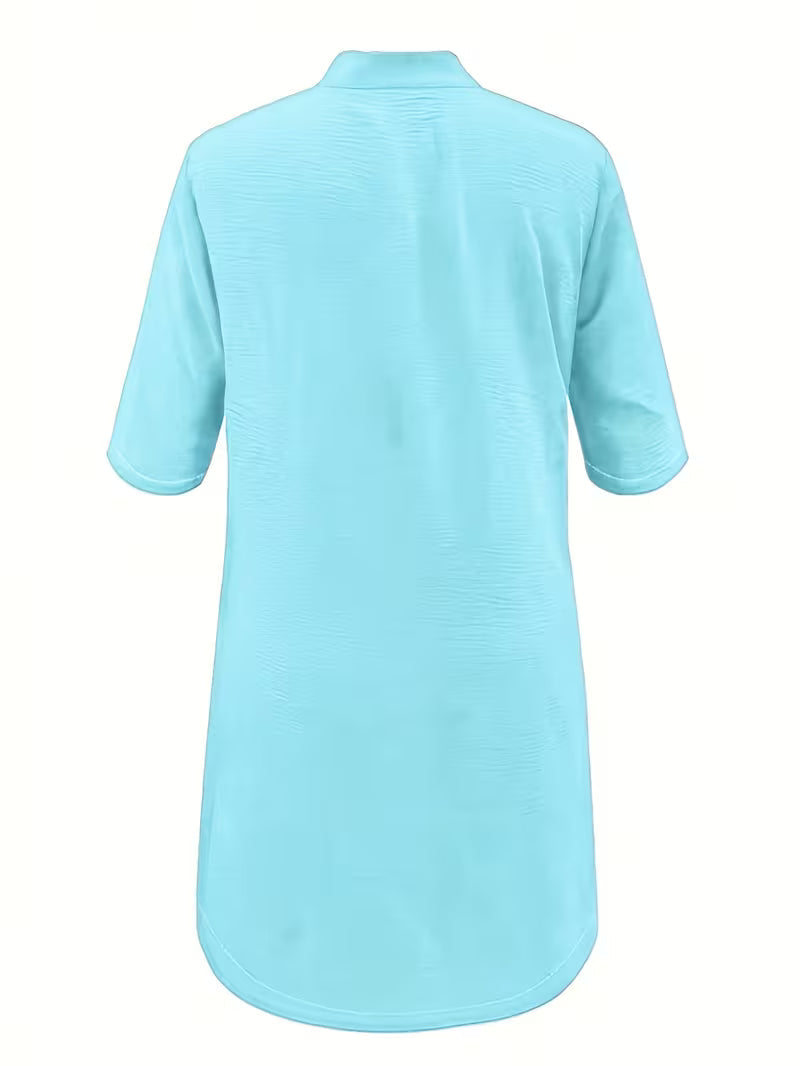 Keiniza | Short Sleeve Collared Button Shirt Dress
