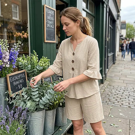 Byllila | Two Piece Set With Ruffled Sleeves