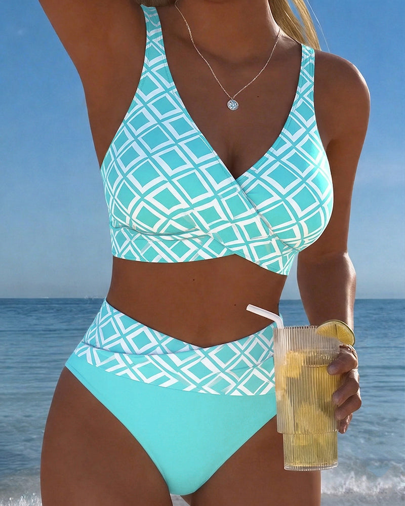 Roxy | Diamond Pattern Two Piece Swimsuit
