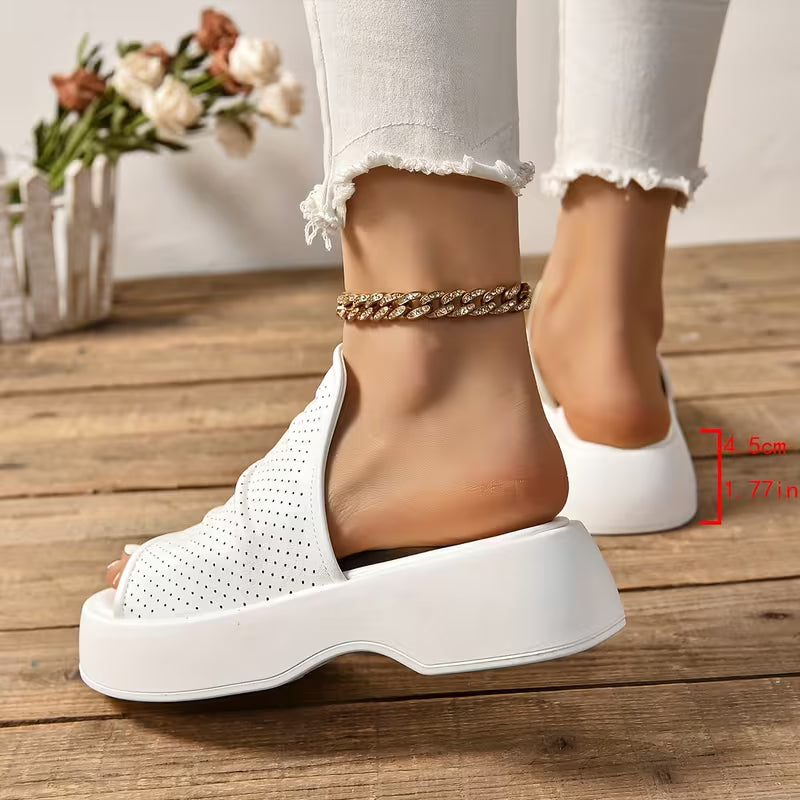 Sofya | Platform Open-Toe Slip-On Wedge Slippers