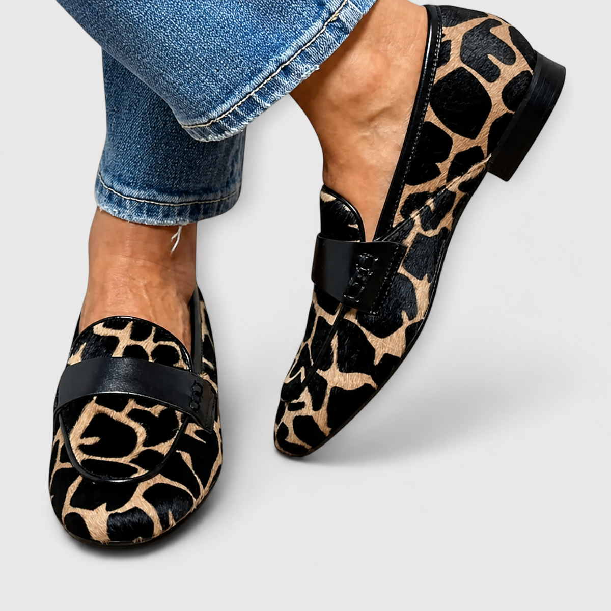 Anni | Loafers With Leopard Print and Black Strap