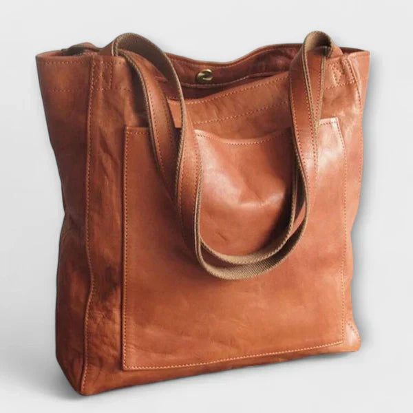 Patty | Large Faux Leather Tote Bag With Pocket
