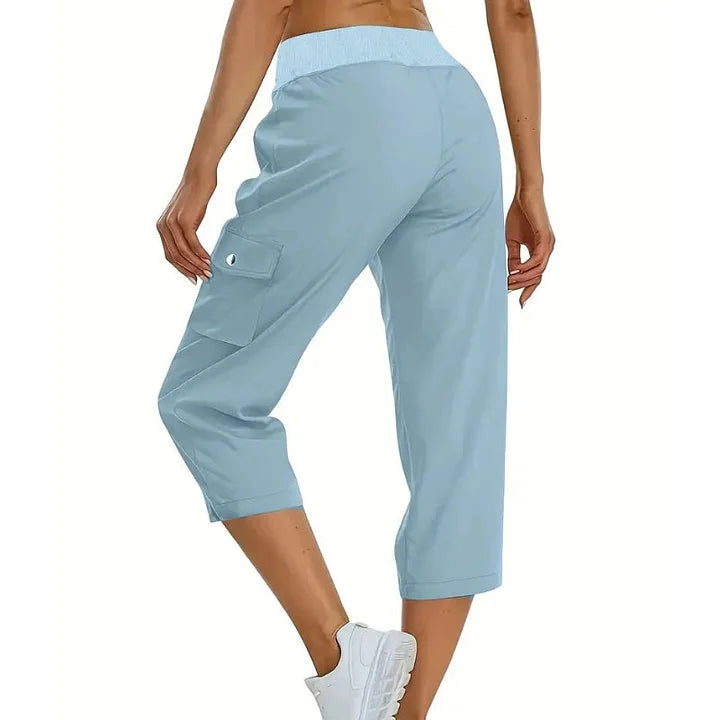 Mileni - High Waist Capri Cargo Drawstring Pants With Pockets